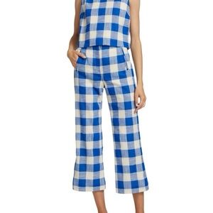 VERONICA BEARD Dova Ankle Pants Buffalo Plaid Check Blue White